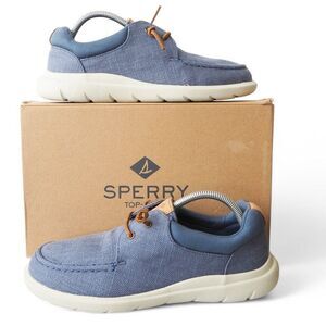 Sperry Top-Sider Captain's Moc Hemp Slip-on Shoes Blue STS88241 Women's 10M